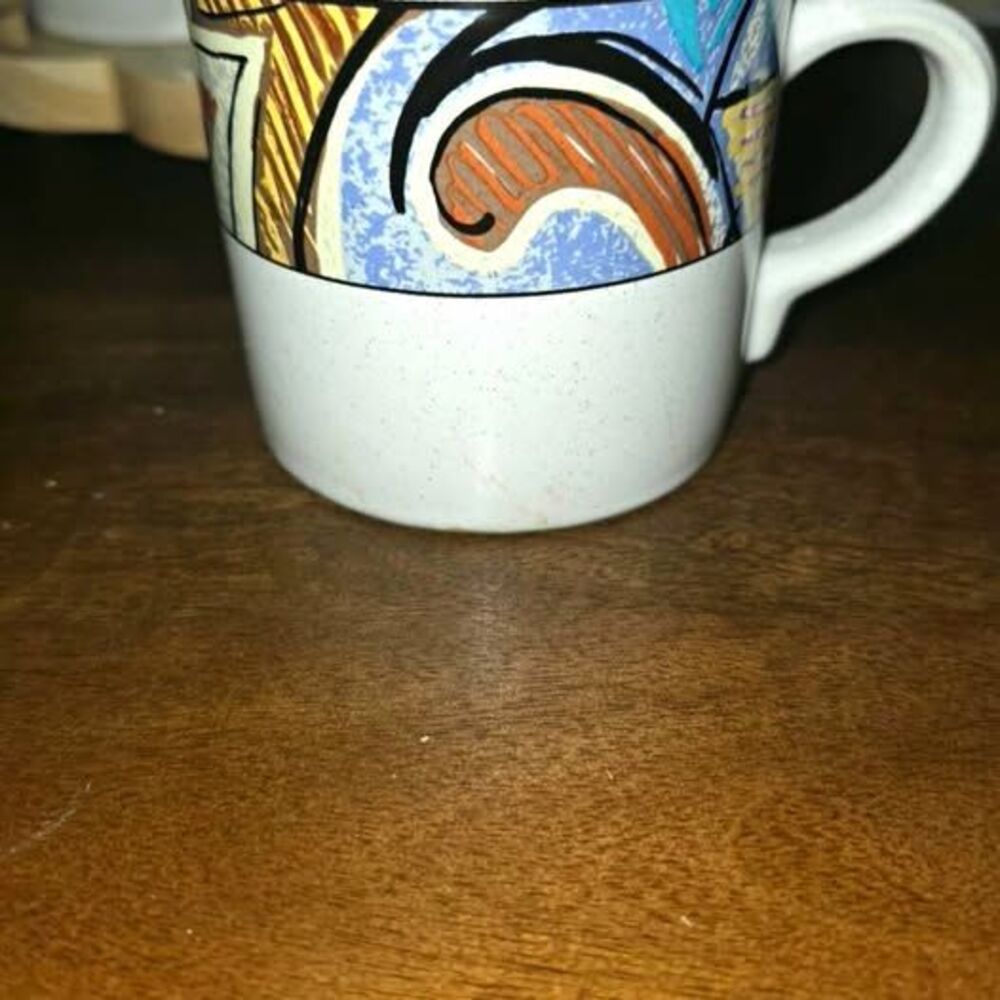 Studio Nova Taboo Y2227 Stoneware Coffee Mugs Set of 4 Abstract Geometric 8 oz